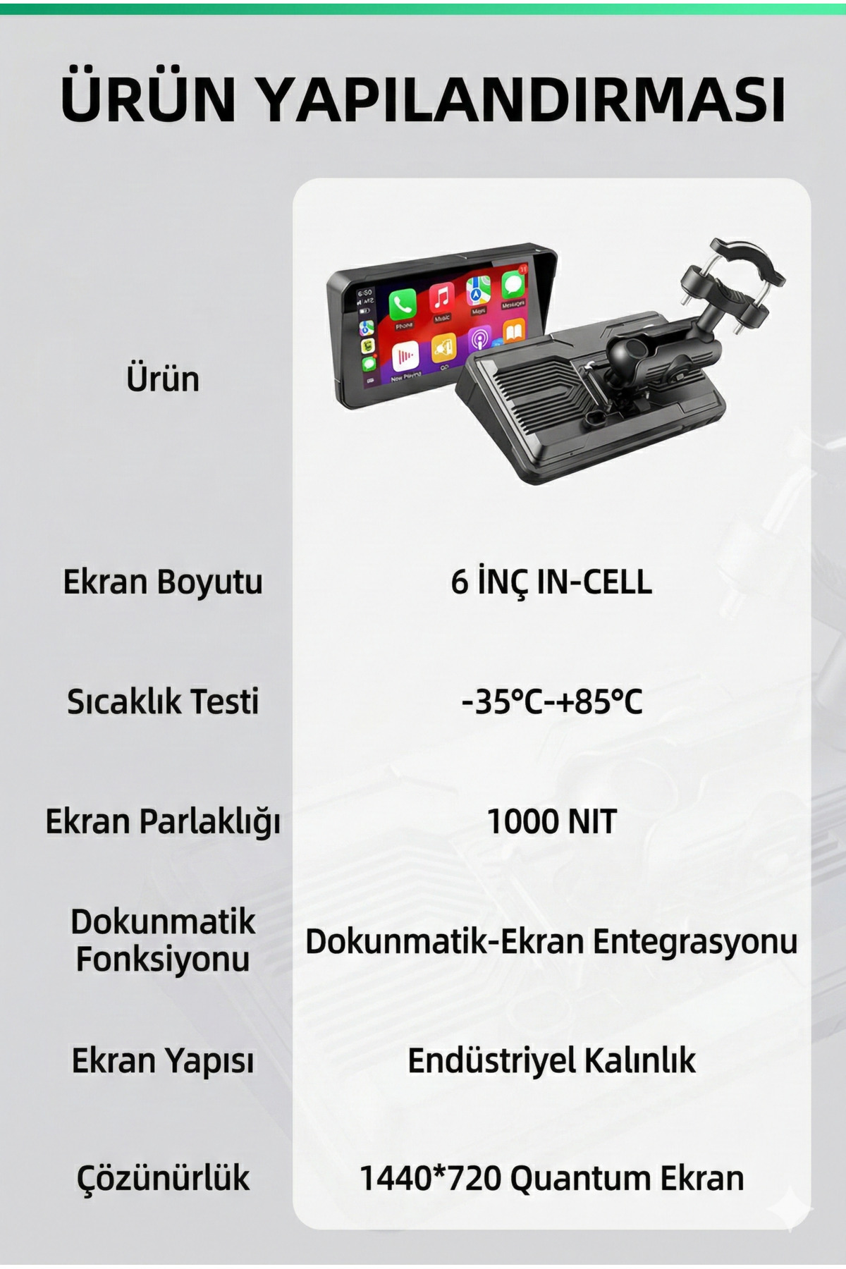 M590 6 İnç Motosiklet Ekranı: Kablosuz CarPlay, Android Auto & GPS Navigasyon