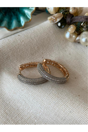 TAKITOKAAKSESUAR VIP Halka Zirkon Taşlı Çelik Küpe