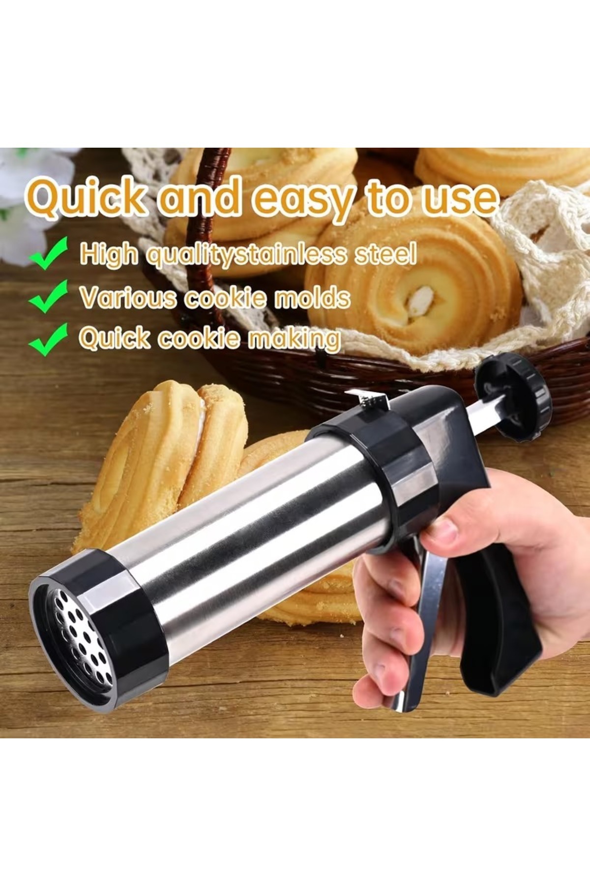 ماكينة صنع البسكويت DENX 16 في 1، مجموعة مسدس البس...