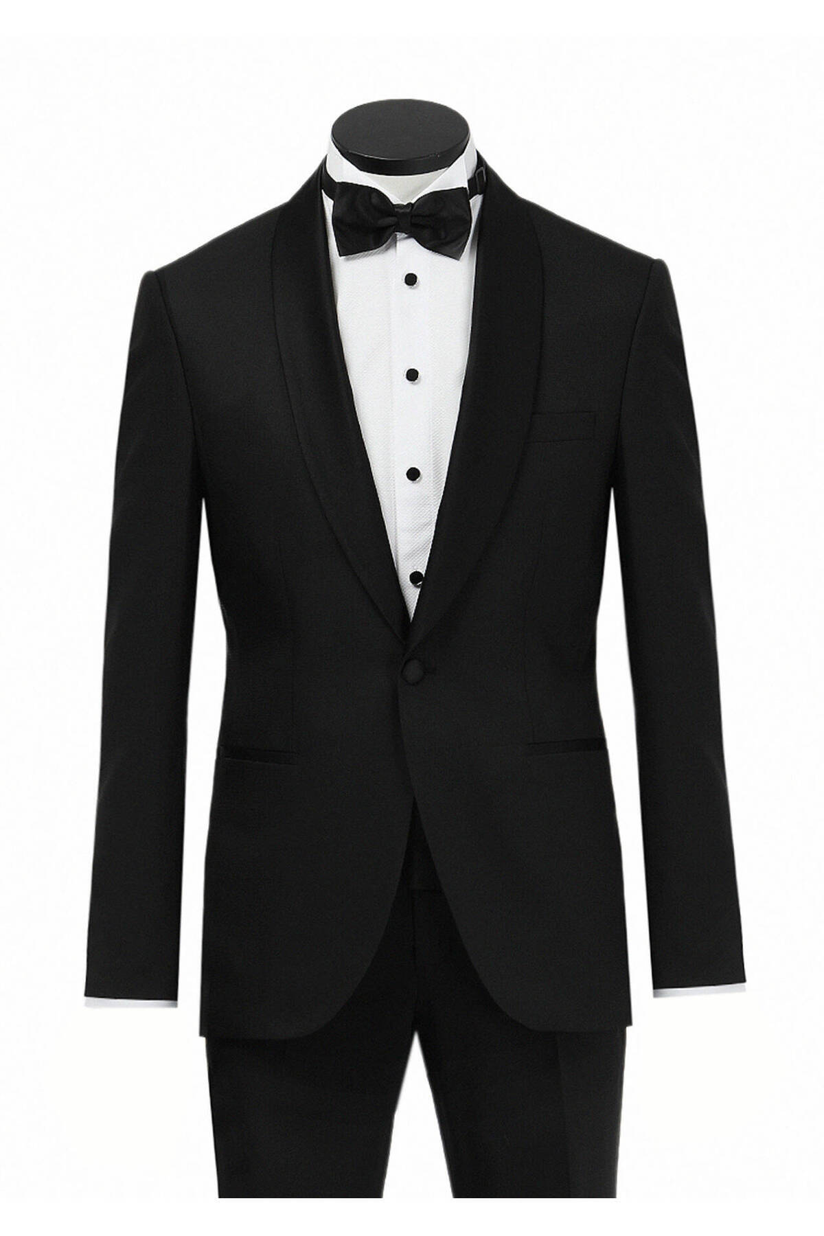 Ramsey Black Micro Modern Fit Shawl Collar Woven Tuxedo Suit