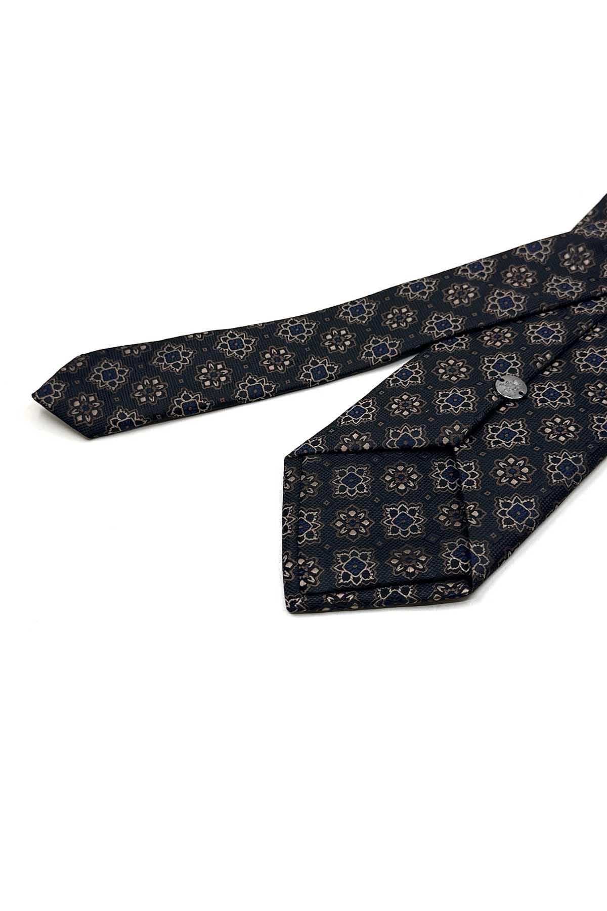 Kravatkolik Siyah Motif Desen Mendilli Klasik Kravat KK13569 görsel 3