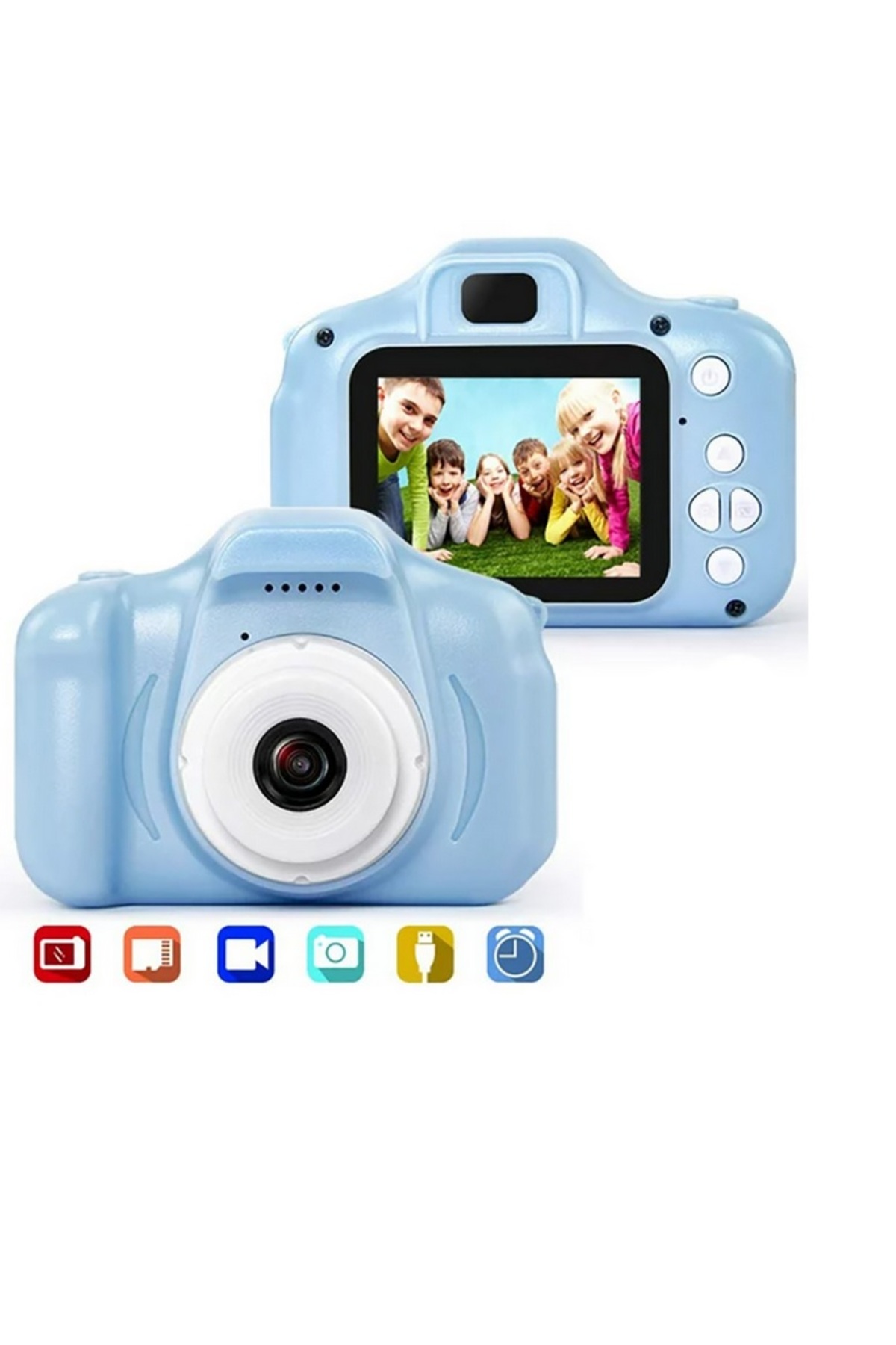Tastech Dijital Renkli Ekran Çocuk Kamerası 1080P Hafıza Kartlı Şarjlı Video Resim Oyun Fotoğraf Makinesi