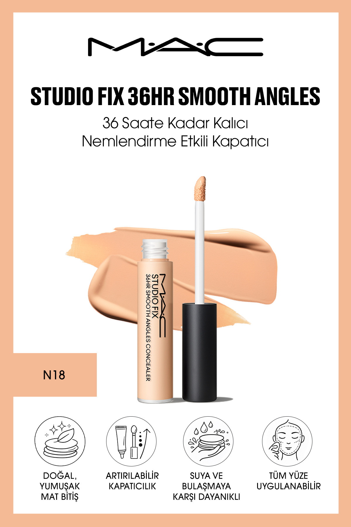 کانسیلر Studio Fix 36HR Smooth Angles با اثر مرطوب‌کنندگی ماندگار تا 36 ساعت - N18 — بژ 142119