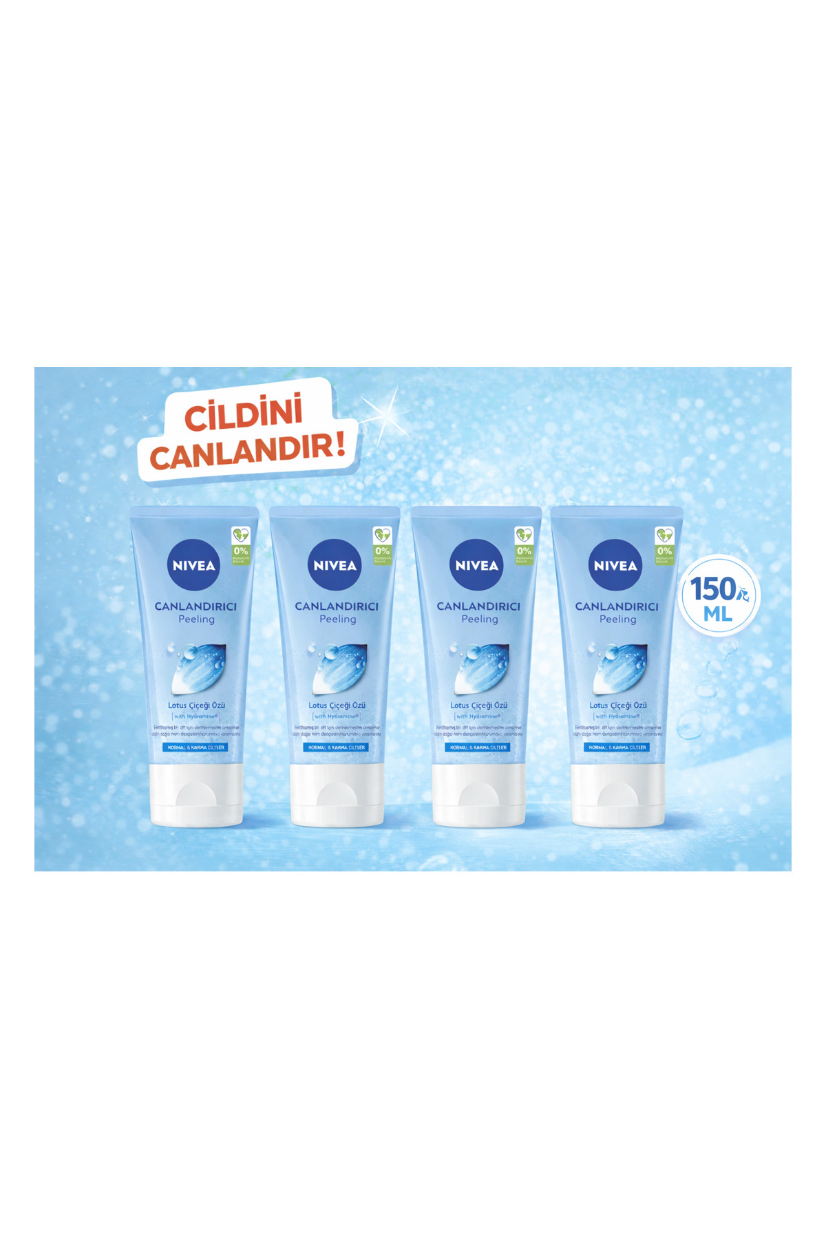 NIVEA نیووا اسکراب صورت احیاکننده ۱۵۰ میلیلیتر، پاککننده، مرطوبکننده، گل نیلوفر آبی، ویتامین E، ۴ عدد — ۱۱۲۲۷۷-۴