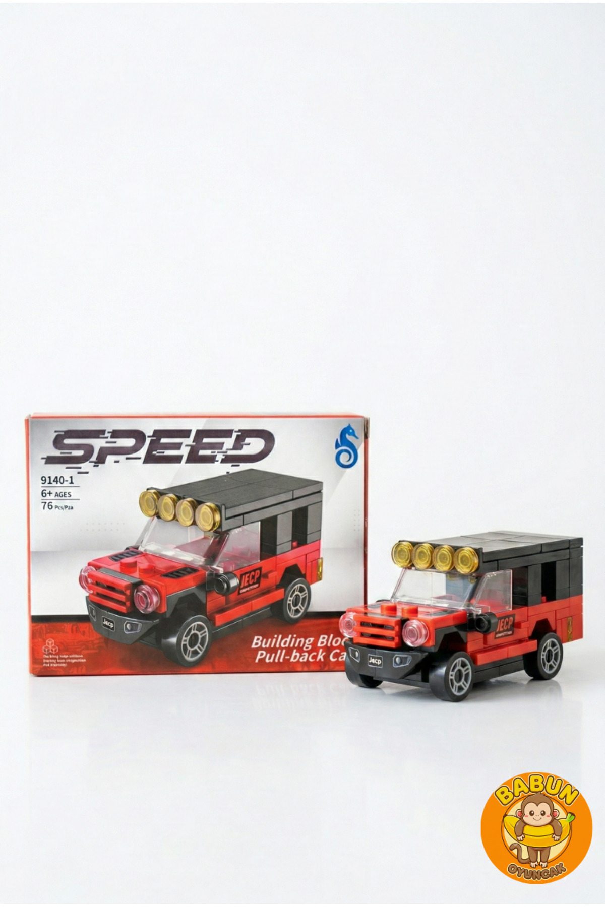 SPEED Bricks Mini Lego Araba Yapı Blok Seti - Çek-Bırak Araba Yapım Seti -Speed Kırmızı Jeep (76 Parça) fotoğrafı 4 (önizleme)