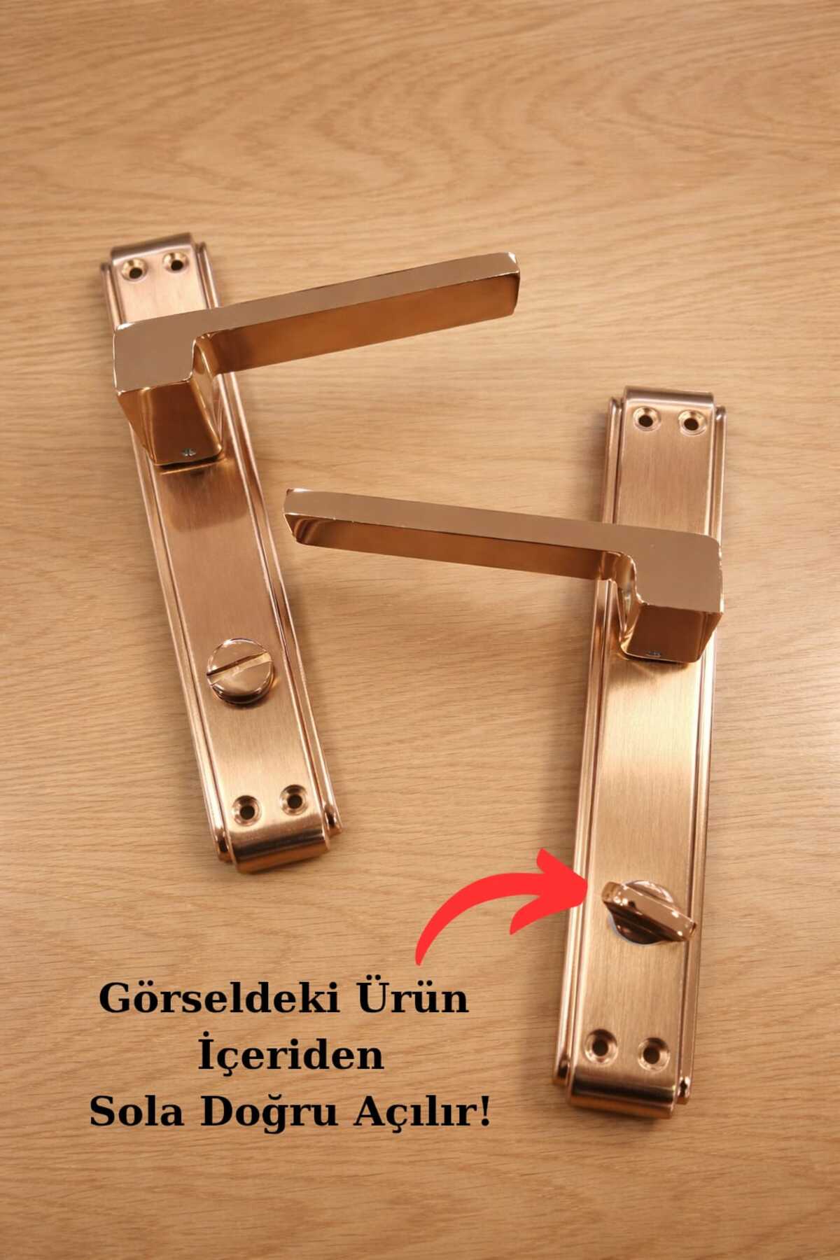 ALBİFİRİN GOLD (BATCH-WC) DOOR HANDLE WITH LUXURIOUS ANKA MIRROR THAT OPENS FROM INSIDE TO THE LEFT ALUMINUM / STEEL