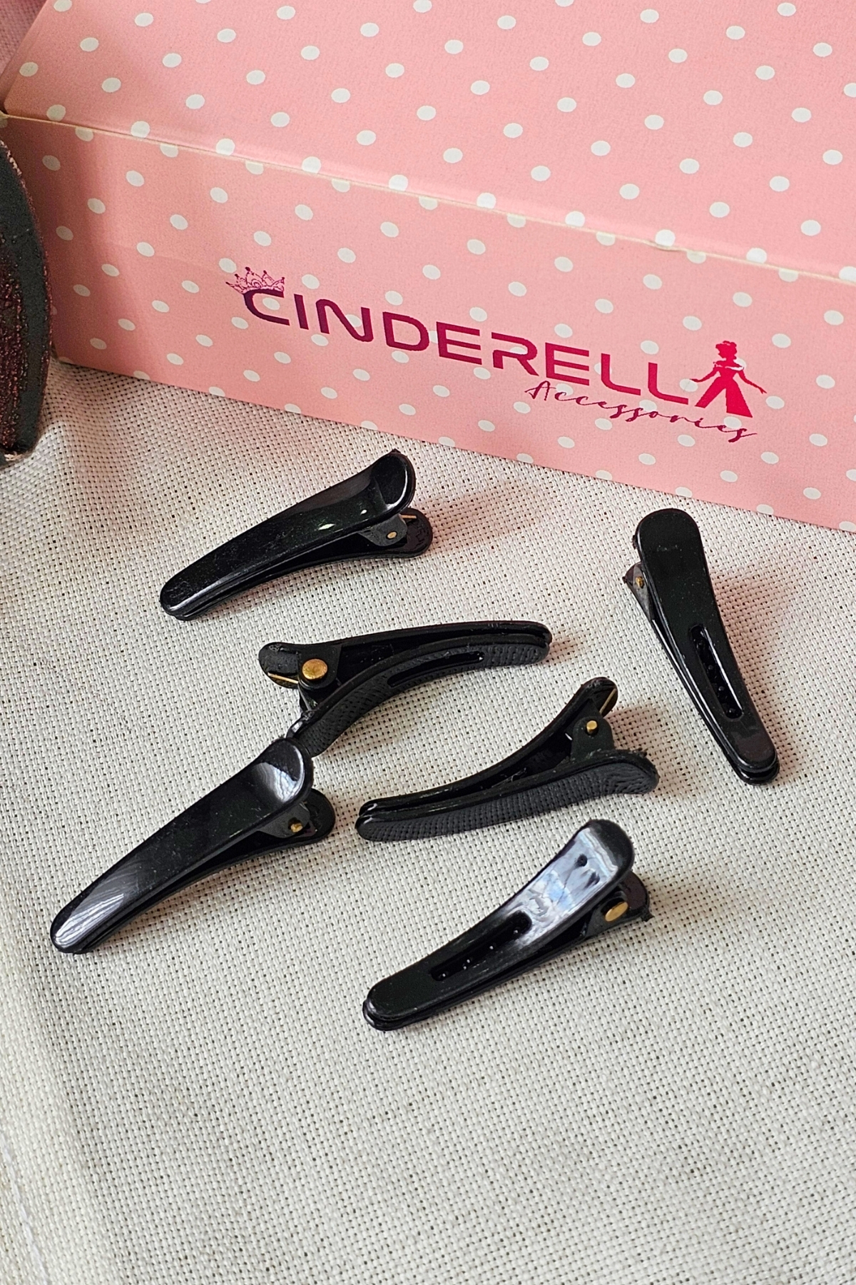 Cinderella 6'lı Siyah Mini Plastik Pens Toka Seti 3.5cm - Makyaj