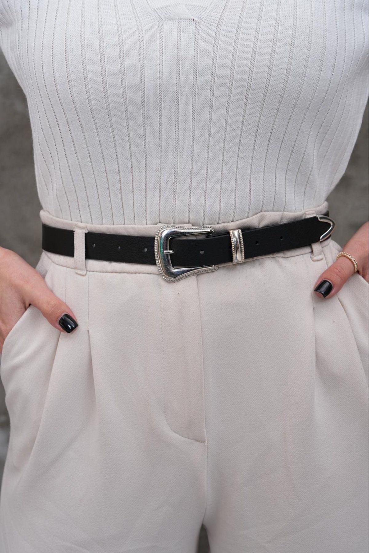 Silver Buckle Women's Belt Pants Belt Dress Belt Shirt Belt Jacket Belt