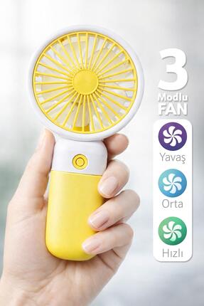 Telvesse Standlı 3 MOD Şarjlı El Fanı 3 Kademe Seyahat Masaüstü Vantilatör Ta...