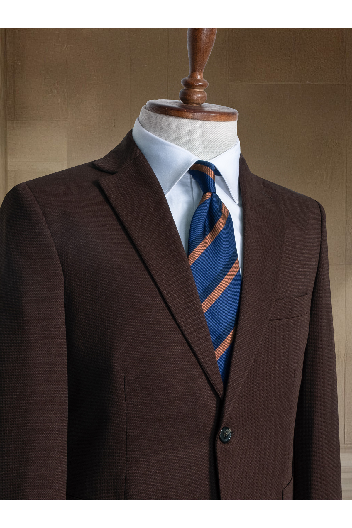 Sergio Ferraro  Kahverengi Spor Klasik İtalyan Stil Slim Fit Erkek Blazer Ceket - Görsel 3