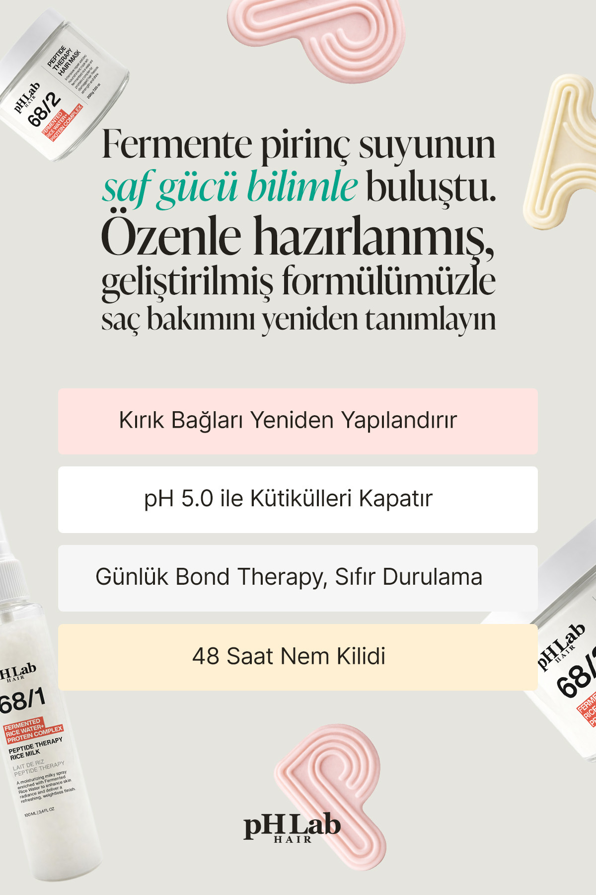PhLab Hair Bond Therapy Komple Bakım Seti, Fermente Pirinç Suyu & Protein Complex — PHBTS-01 — تصویر 2 از 5