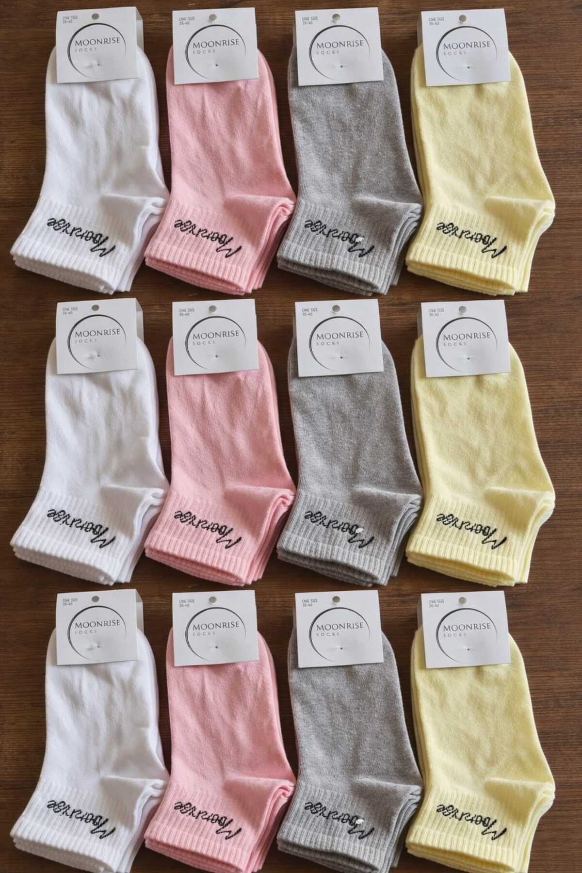 College Ankle Socks 12 pairs Moonrise inscribed