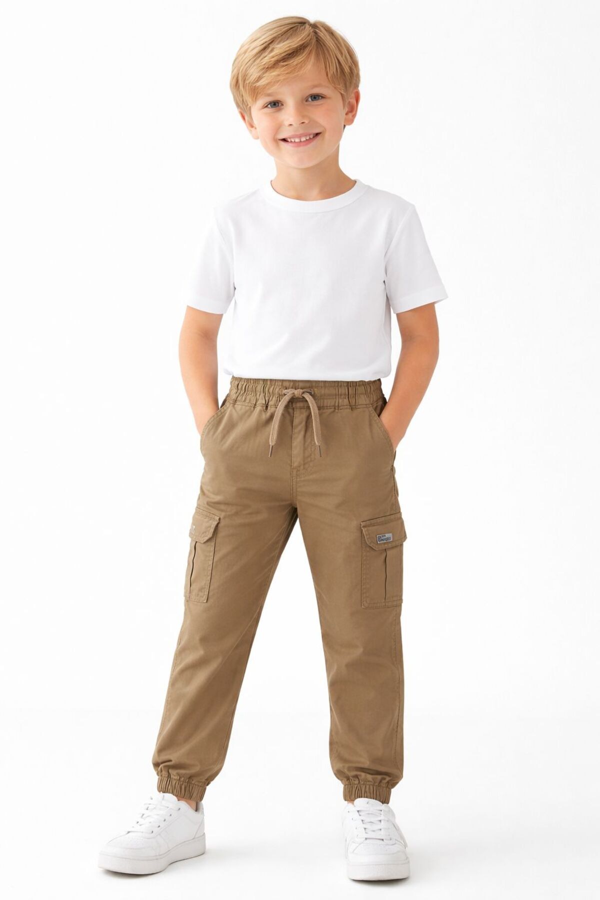 BOYS GABARDINE CARGO PANTS WITH POCKETS