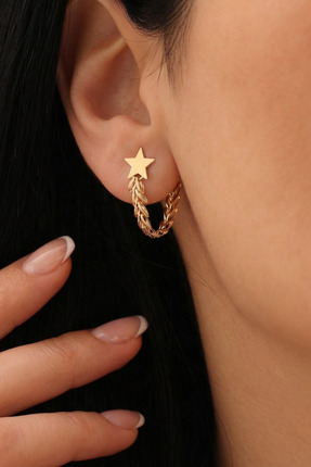 GençTaş Kuyumculuk 14 Ayar Altın Yıldız Sallantılı Pars Küpe