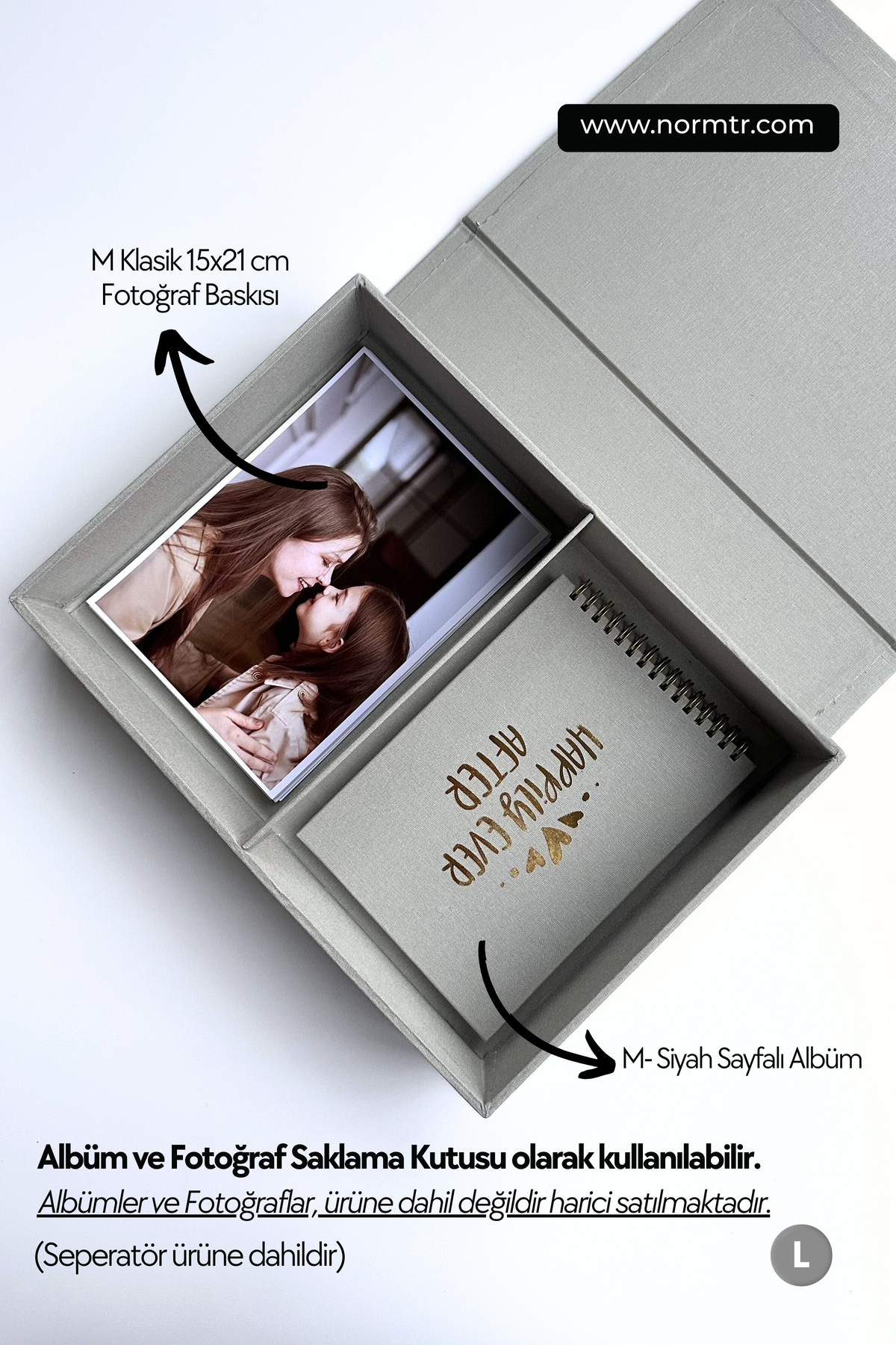 Norm Design L Büyük, KETEN | Düğün, Bebek, Albüm, Hatıra Saklama Kutusu | Kişiselleştirilebilir | Gri fotoğrafı 7 (önizleme)