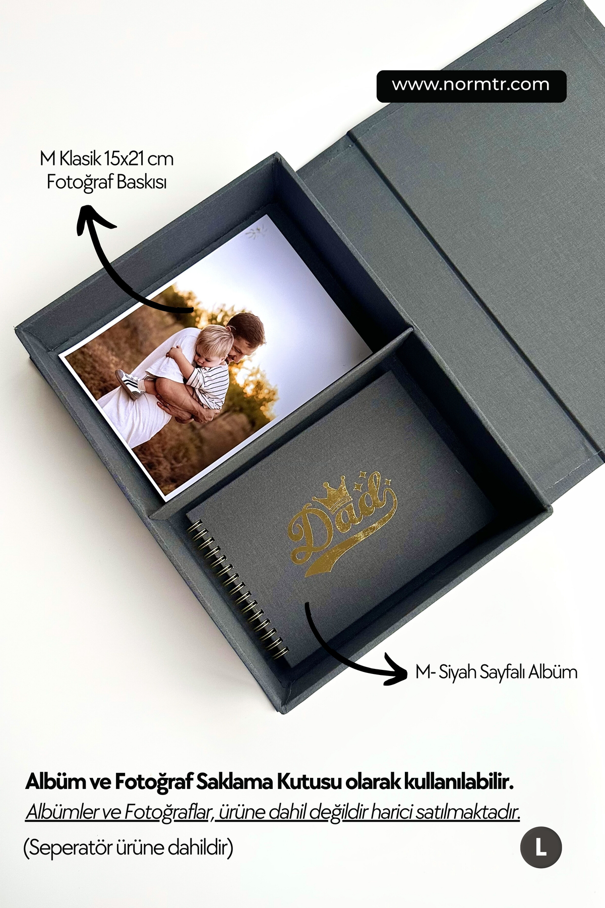 Norm Design L Büyük, KETEN | Düğün, Bebek, Albüm, Hatıra Saklama Kutusu | Kişiselleştirilebilir | Antrasit fotoğrafı 7 (önizleme)