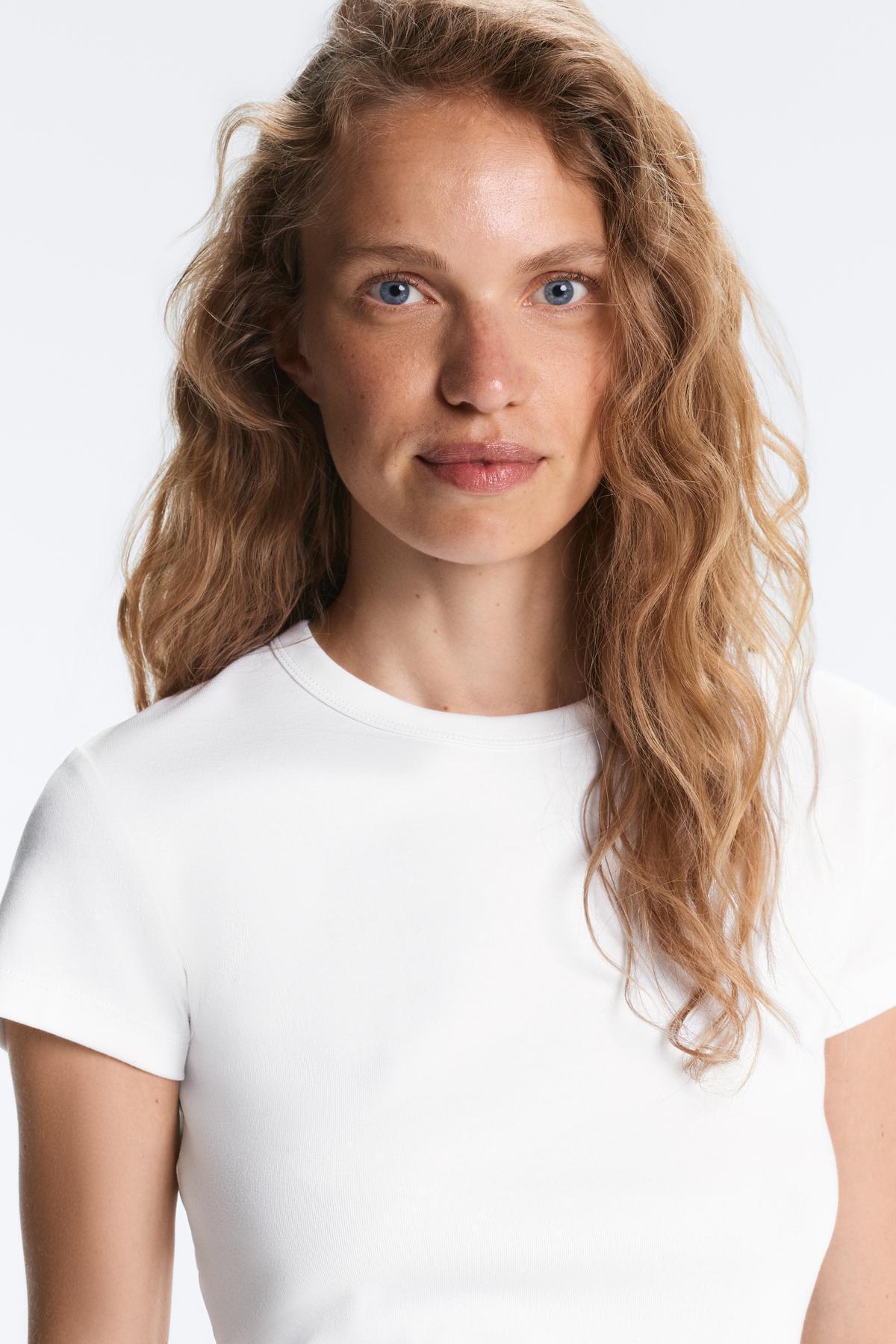 Oysho  Fitted rib pamuk karışımı T-shirt - Görsel 3