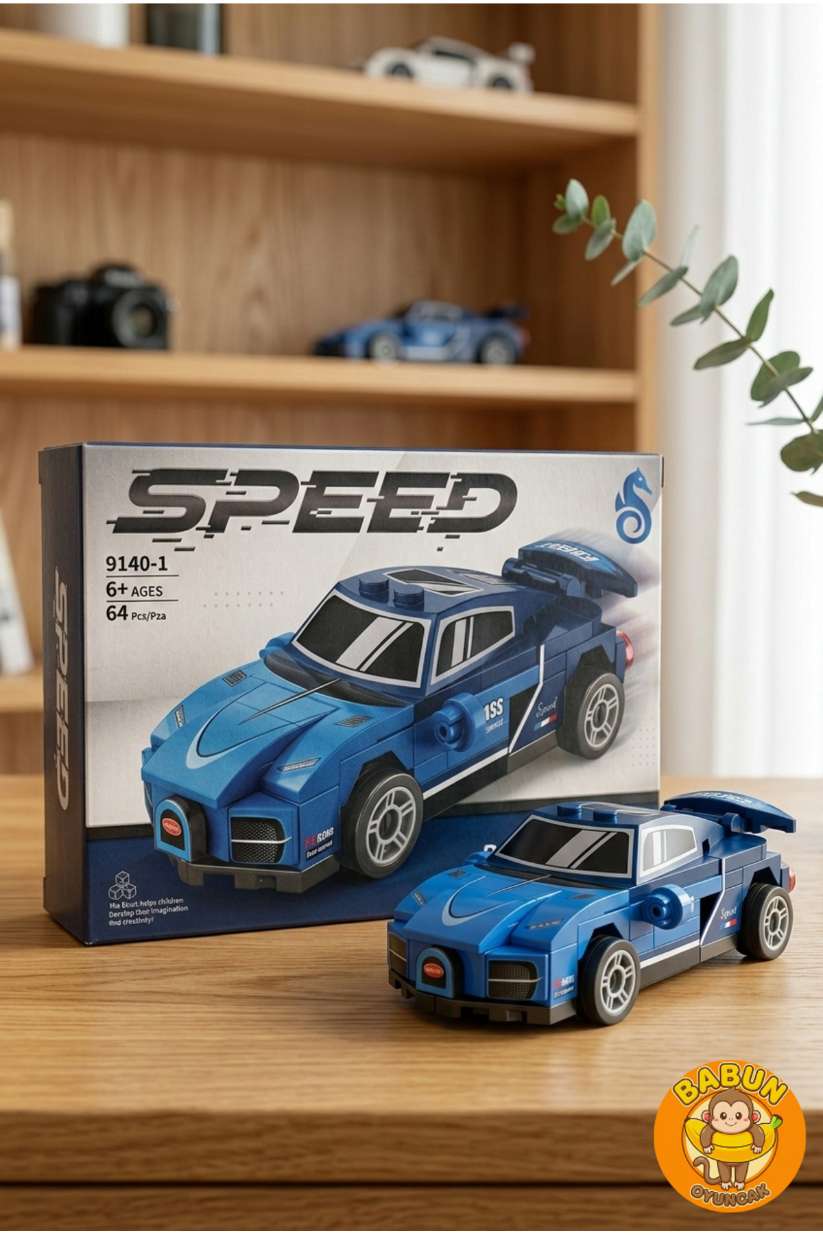 SPEED Bricks Mini Lego Araba Yapı Blok Seti - Çek-Bırak Spor Araba Yapım Seti -Speed Lacivert (64 Parça) fotoğrafı 4 (önizleme)