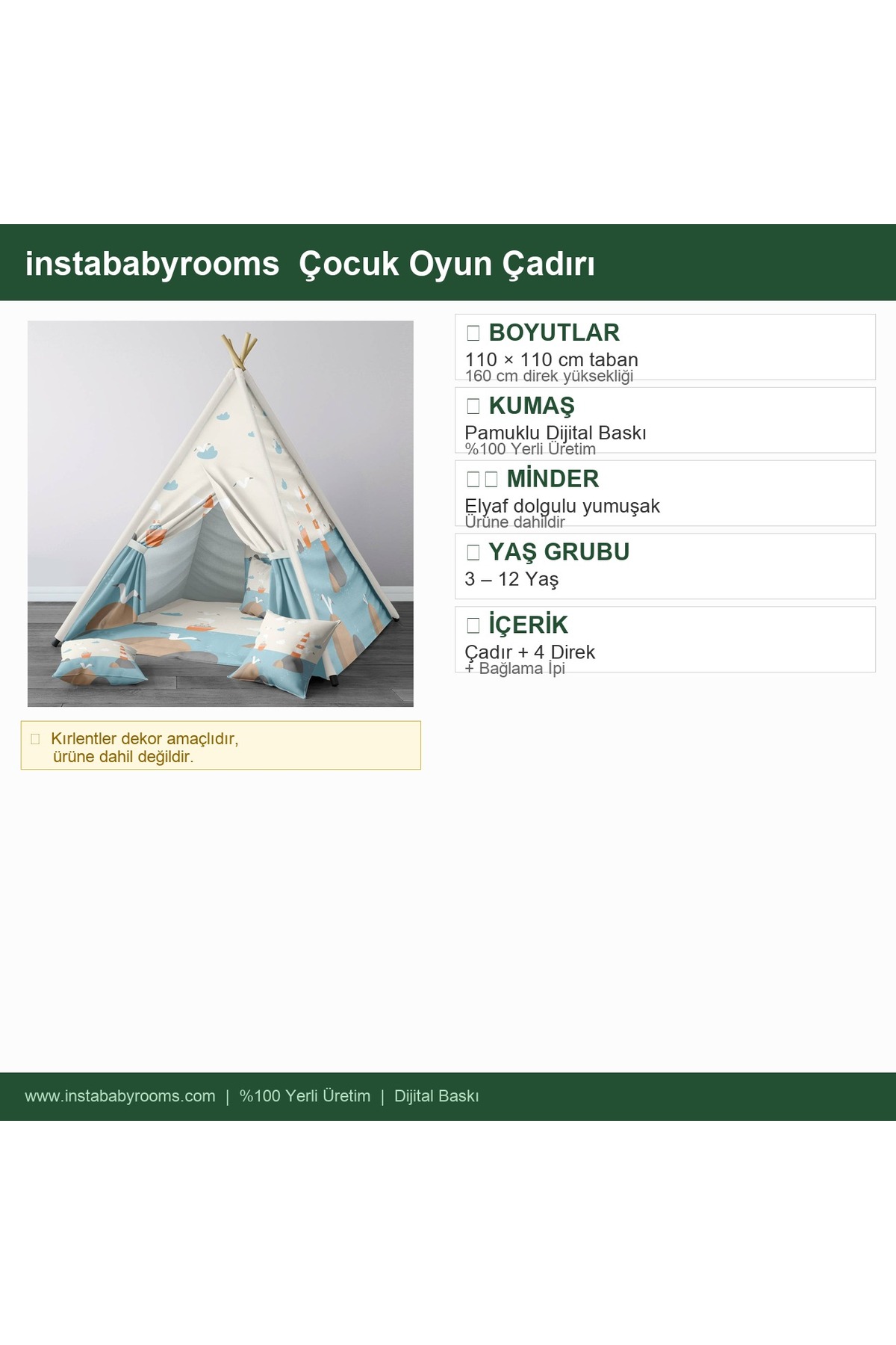 instababyrooms Çocuk Oyun Çadırı Denizcilik / Deniz kenarı Dijital Baskılı fotoğrafı 4 (önizleme)