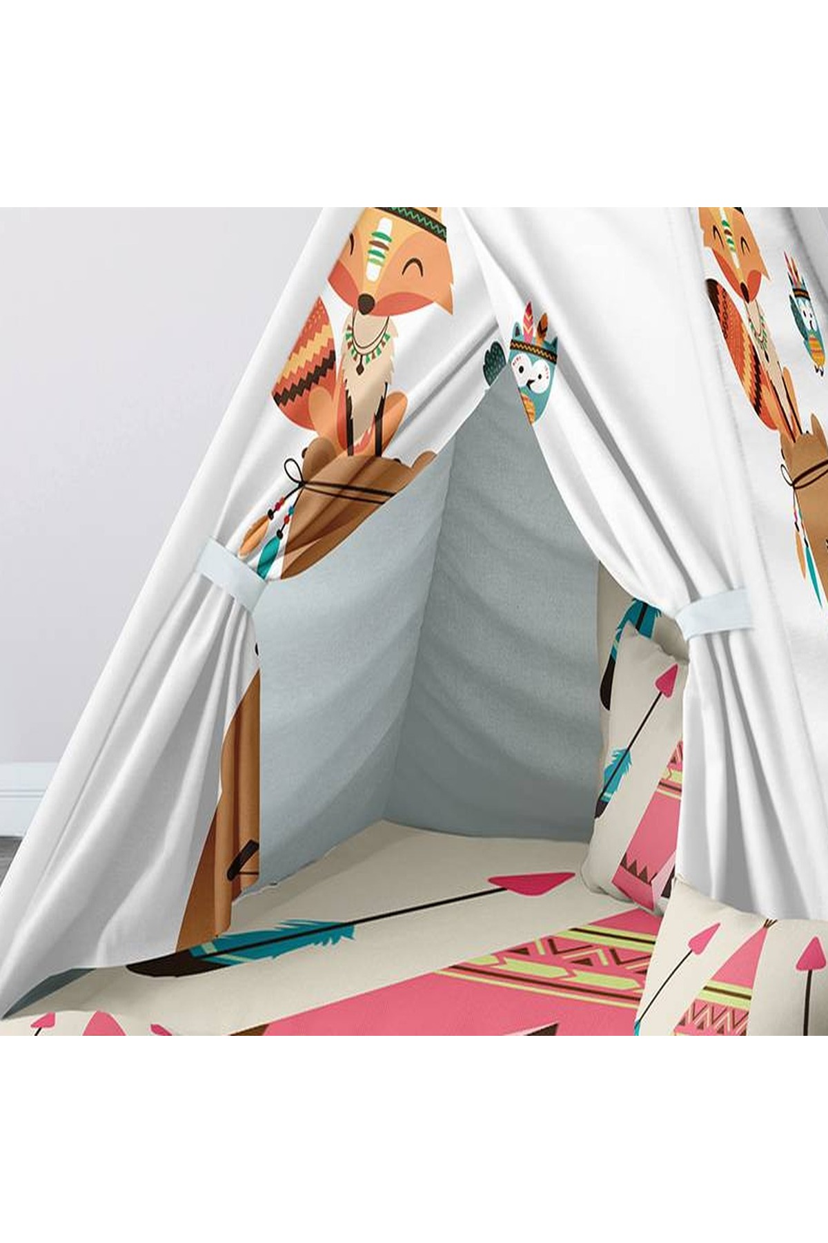 instababyrooms Çocuk Oyun Çadırı Kızılderili Orman Hayvanları Dijital Baskılı fotoğrafı 3 (önizleme)