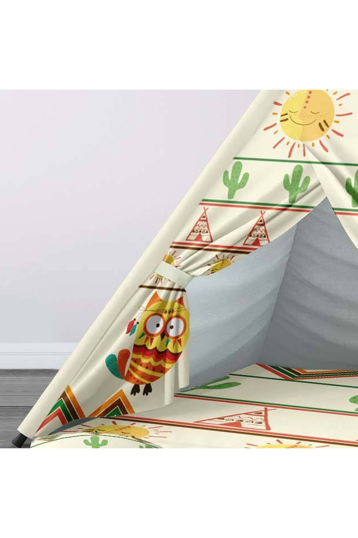 instababyrooms Çocuk Oyun Çadırı Baykuş, Kızılderili Temalı Dijital Baskılı fotoğrafı 2 (önizleme)