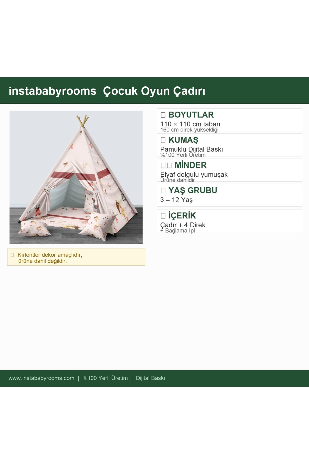 instababyrooms Çocuk Oyun Çadırı Periler Dijital Baskılı fotoğrafı 4 (önizleme)