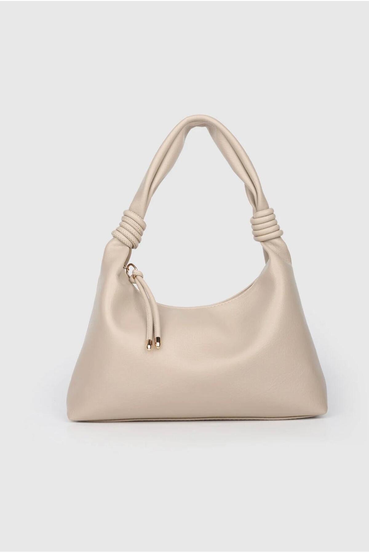 Women's Cream Knot Handle Shoulder & Handbag Casual Stylish Medium