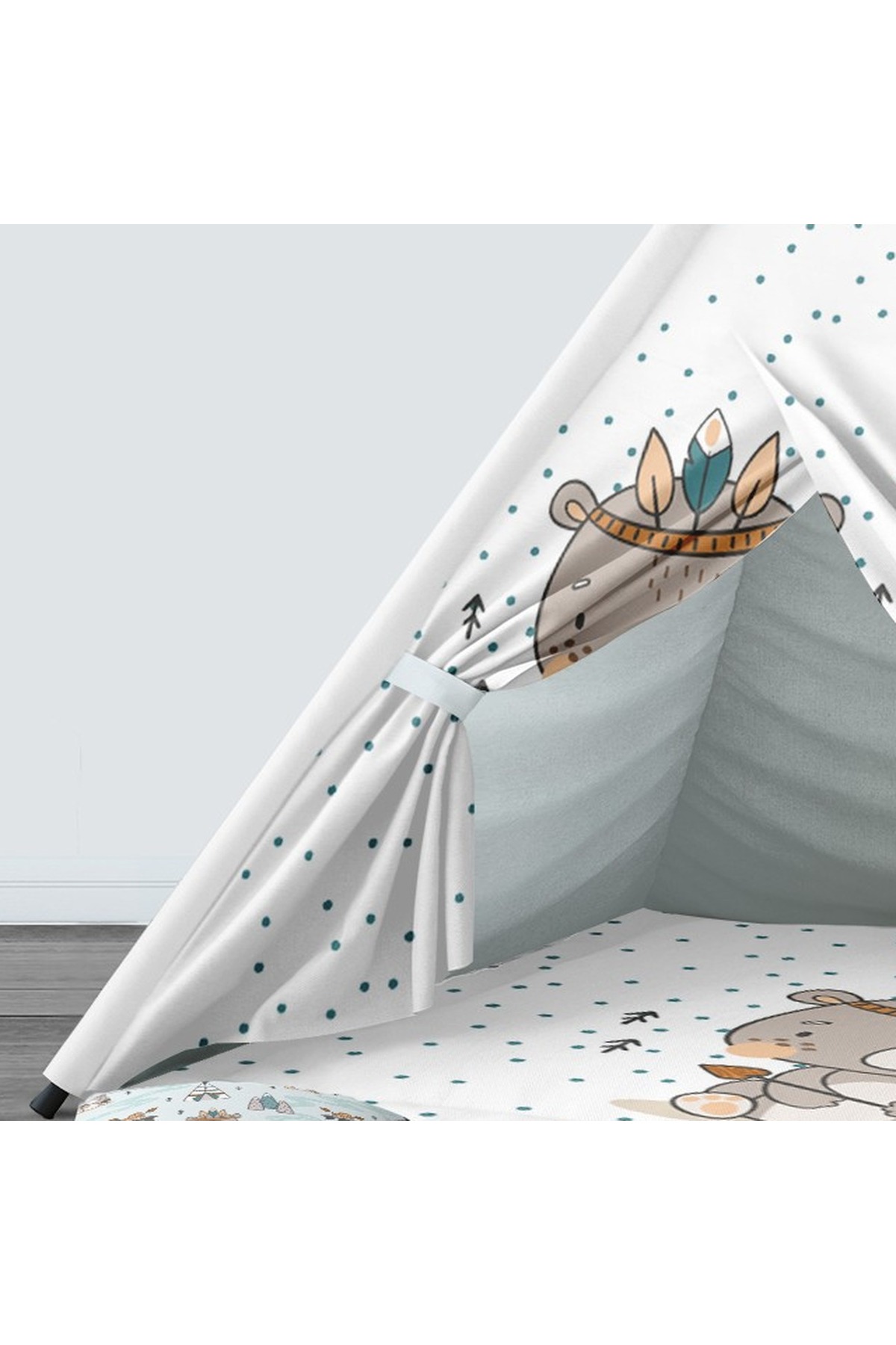 instababyrooms Çocuk Oyun Çadırı Kızılderili Temalı Ayı Dijital Baskılı fotoğrafı 2 (önizleme)