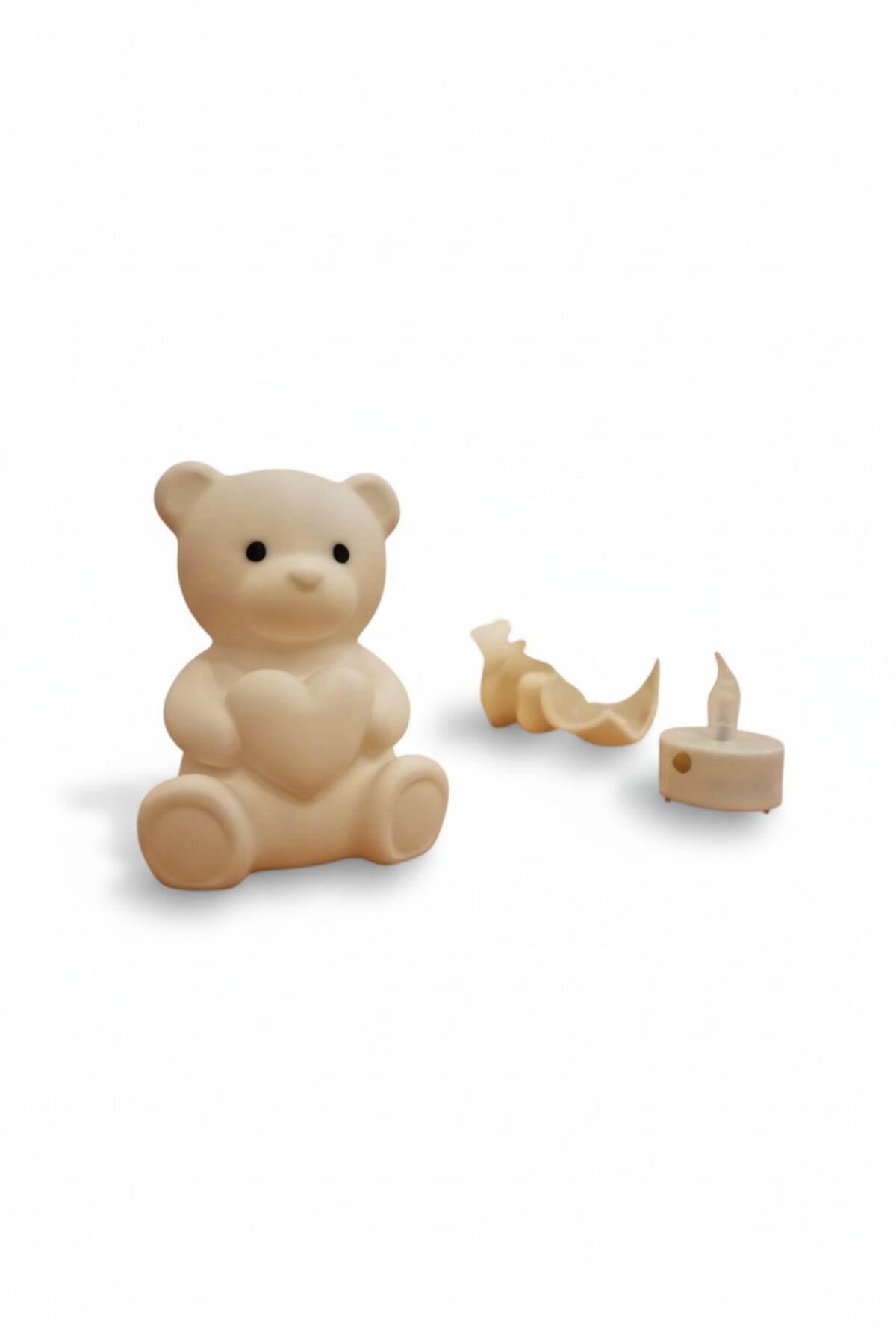 Mescolare Ayıcık Figürlü Kalpli Tealight Mumluk - Bebek Odası Dekoratif Gece Lambası & Biblo-Hediye Fikri fotoğrafı 5 (önizleme)