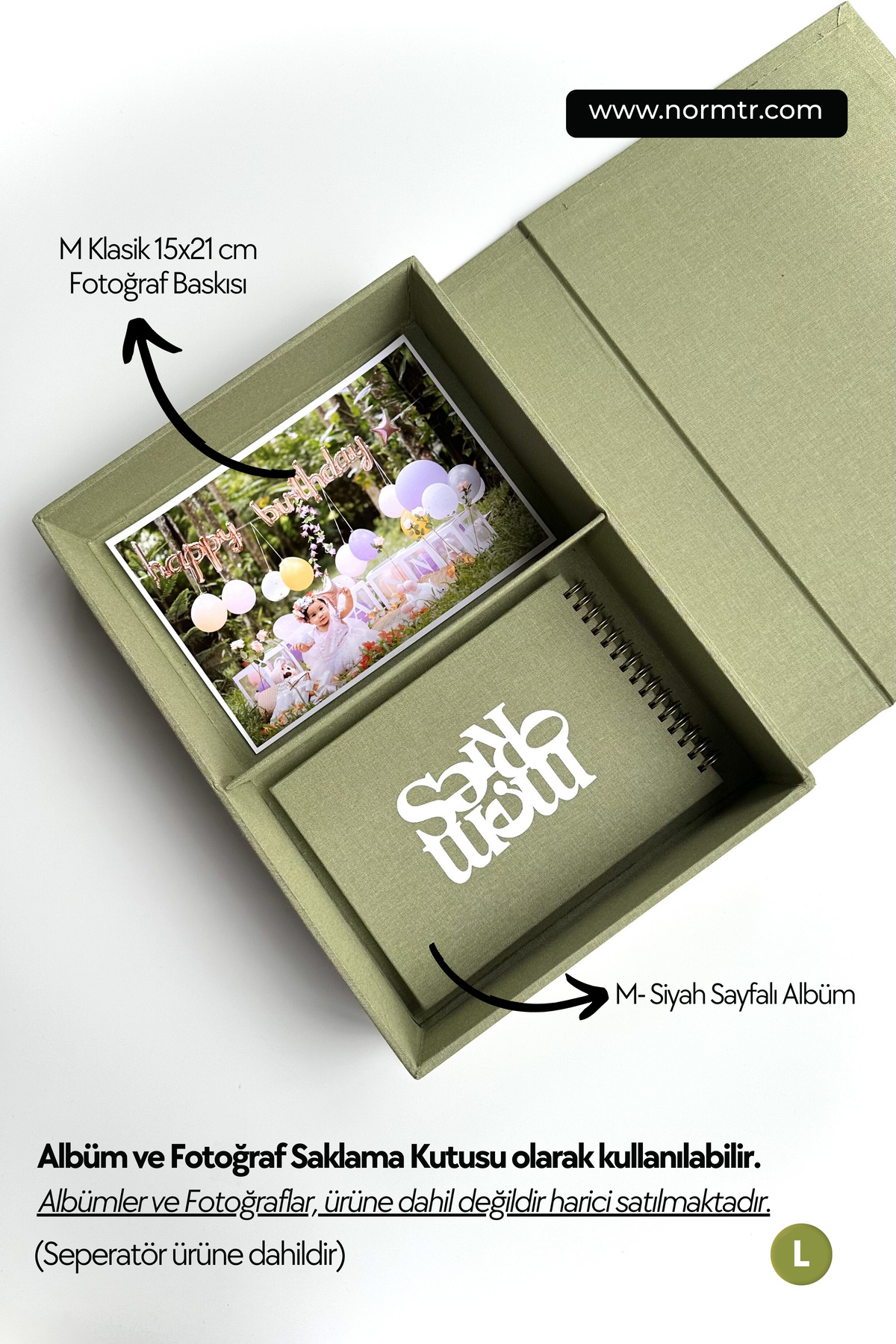 Norm Design L Büyük, KETEN | Düğün, Bebek, Albüm, Hatıra Saklama Kutusu | Kişiselleştirilebilir | Çağla Yeşili fotoğrafı 3 (önizleme)