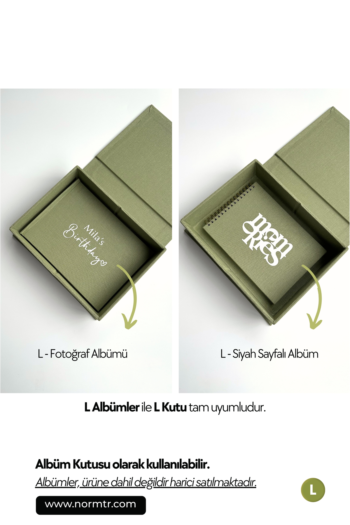 Norm Design L Büyük, KETEN | Düğün, Bebek, Albüm, Hatıra Saklama Kutusu | Kişiselleştirilebilir | Çağla Yeşili fotoğrafı 6 (önizleme)