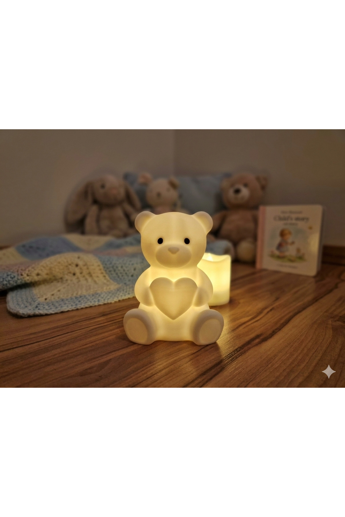 Mescolare Ayıcık Figürlü Kalpli Tealight Mumluk - Bebek Odası Dekoratif Gece Lambası & Biblo-Hediye Fikri fotoğrafı 2 (önizleme)