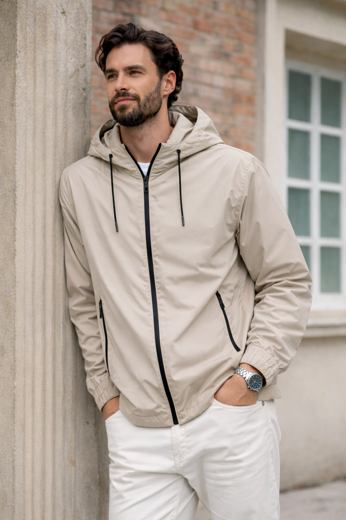 DAMGA JEANS Erkek Trend Taş Fermuarlı Yağmurluk görsel 4