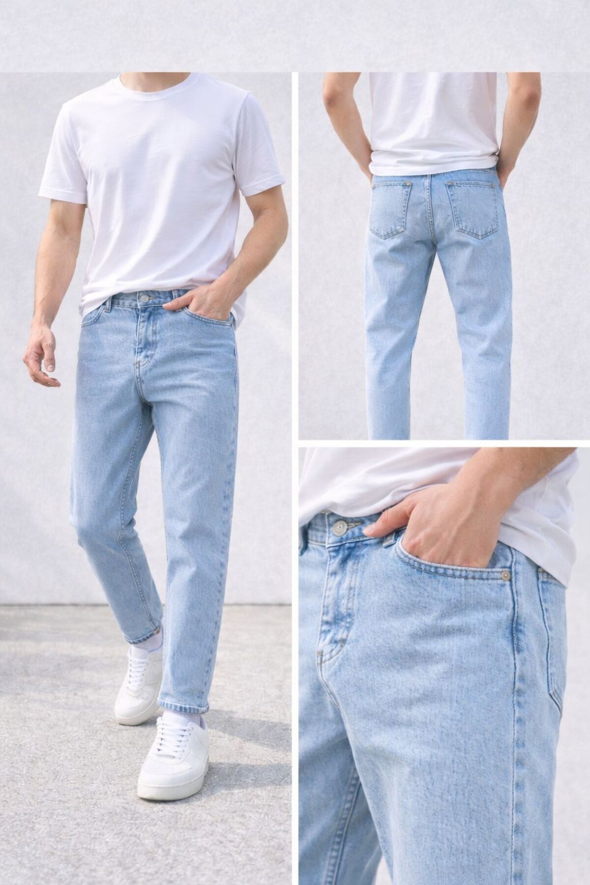 oraystore  Erkek Rahat Kalıp Jean Pantolon Günlük Modern Kesim Denim Kot Pantolon
