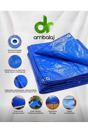dr ambalaj çuval san.tic.ltd.şti. 3x4 Mt Mavi Çadır Branda Kalın Lamineli Pul...