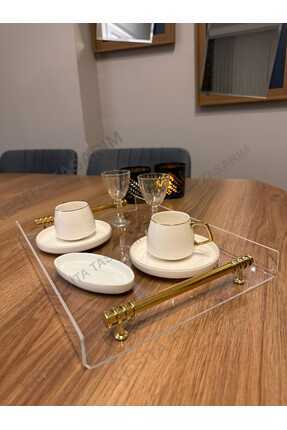 kesita TASARIM ÇAY/KAHVE/SÖZ/NİŞAN TEPSİSİ PLEKSİ KULPLU (25*35 CM)