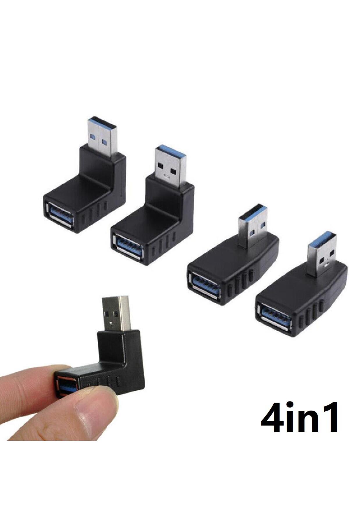Usb 3.0 90 Derece Çevici Dönüştürücü Adaptör Seti 4in1 ( Aşağı-Yukarı-Sağ-Sol ) Usb 3.0 Yeni Sürüm