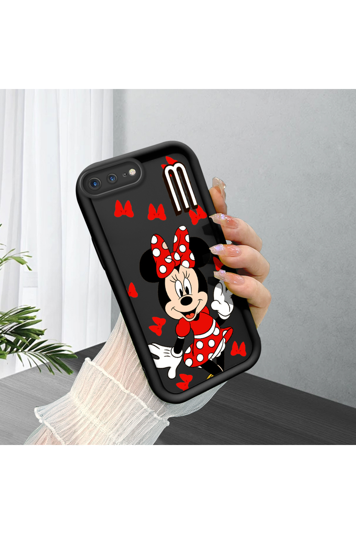 black Silicone Case Shockproof Camera Protected Cartoon Pattern for iPhone 7 Plus/8 Plus