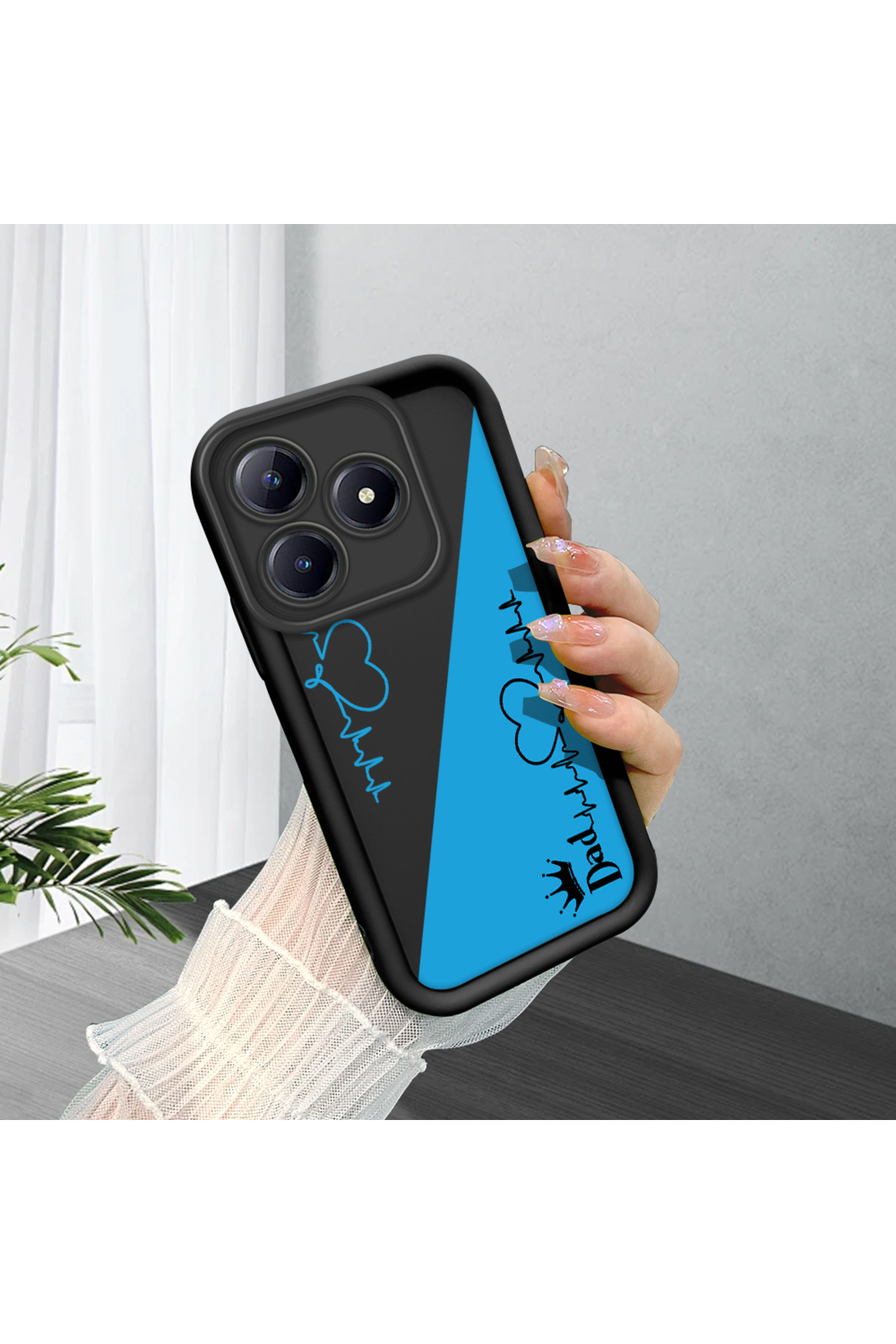 Realme C63 4G/C61 Compatible Black Silicone Case Shockproof Camera Protected Cartoon Pattern
