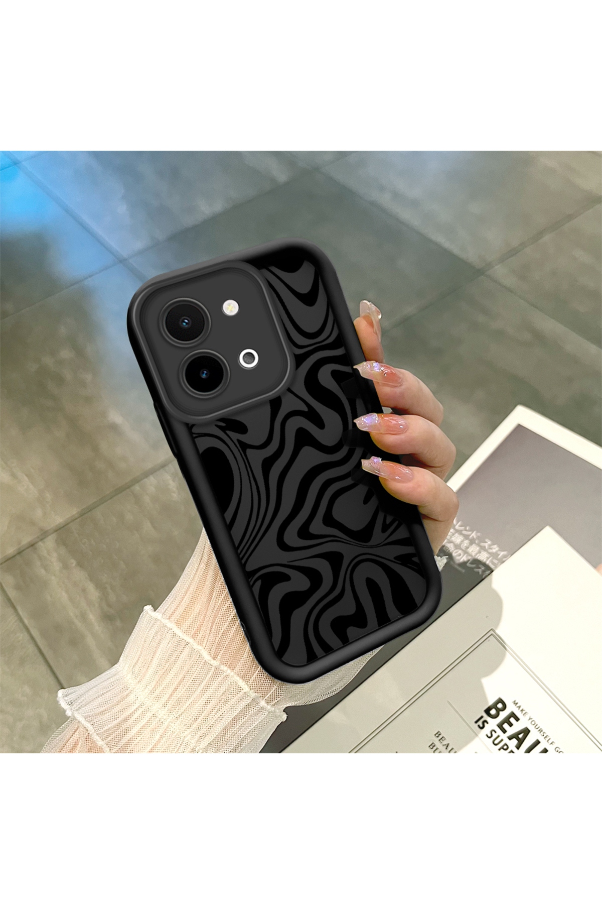 Vivo Y28 4G Compatible Black Silicone Case Shockproof Camera Protected Leopard Pattern
