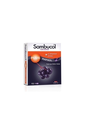 Sambucol Plus 15 Kapsül Kara Mürver, C Vitamini ve Çinko İçeren Takviye Edici...