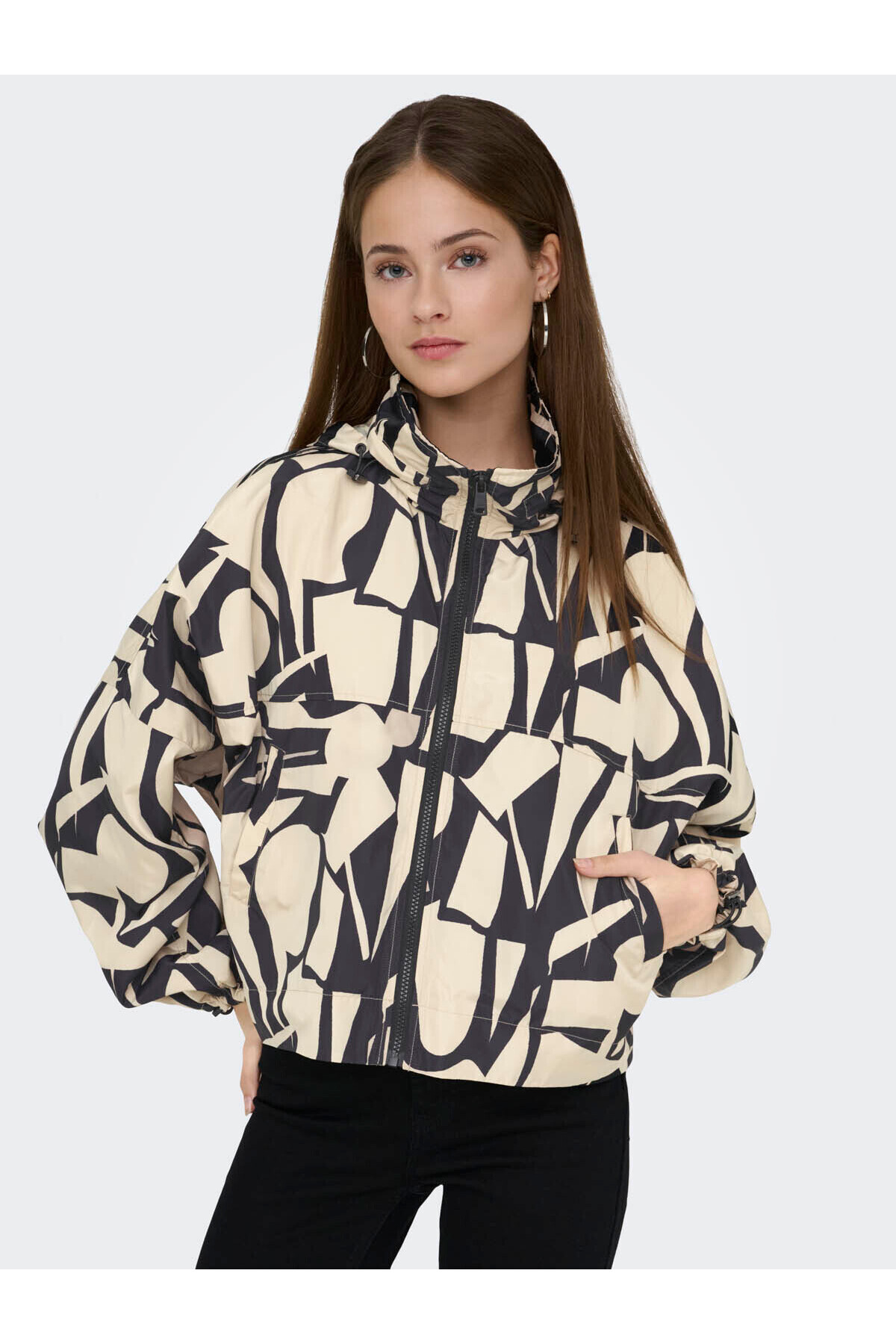 ONLY Onlbetty Batsleeve Aop Kahverengi Kadın Mont 15281509 görsel 5