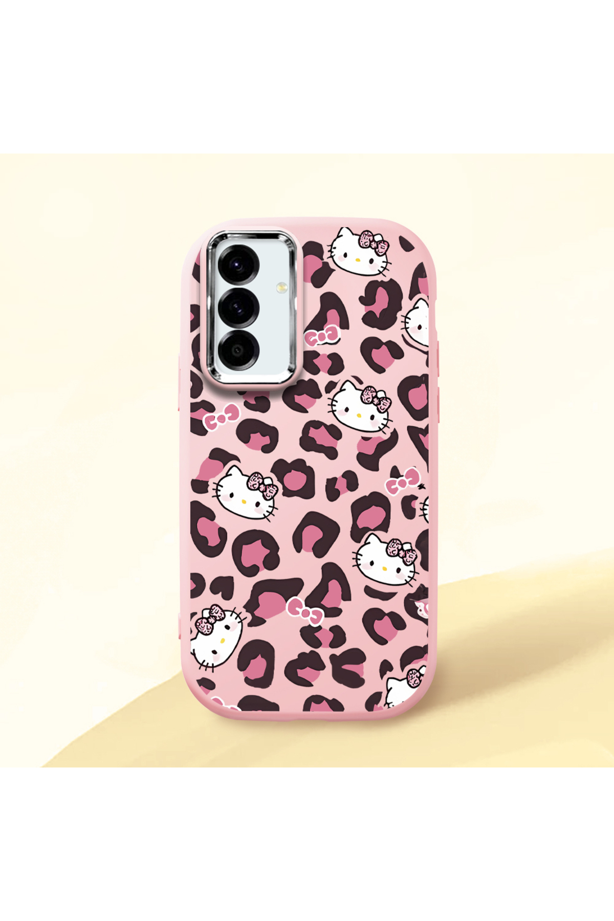 Samsung Galaxy A56 Compatible Shock Absorbing Camera Protected Pink Silicone Case Kitty