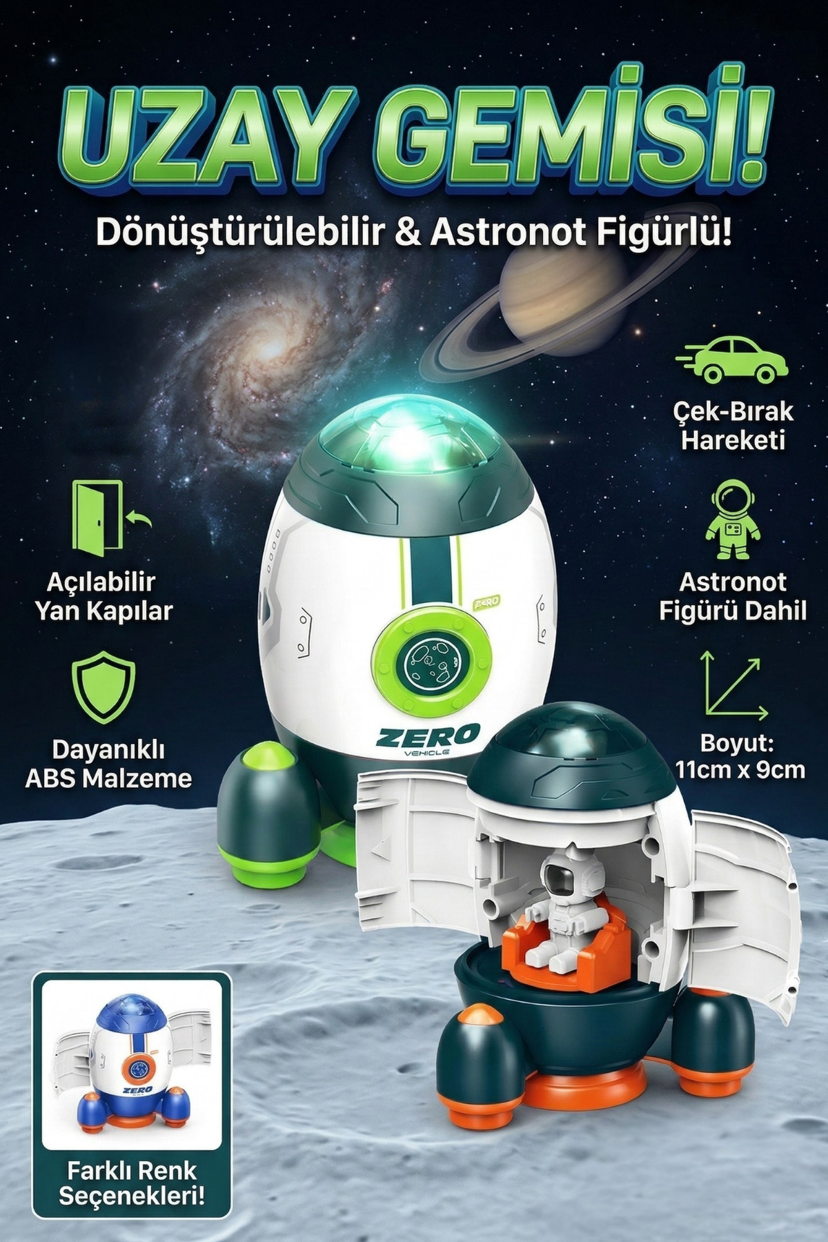 craftivio Vardem Astronot Figürlü Çek Bırak Uzay Gemisi Oyuncak