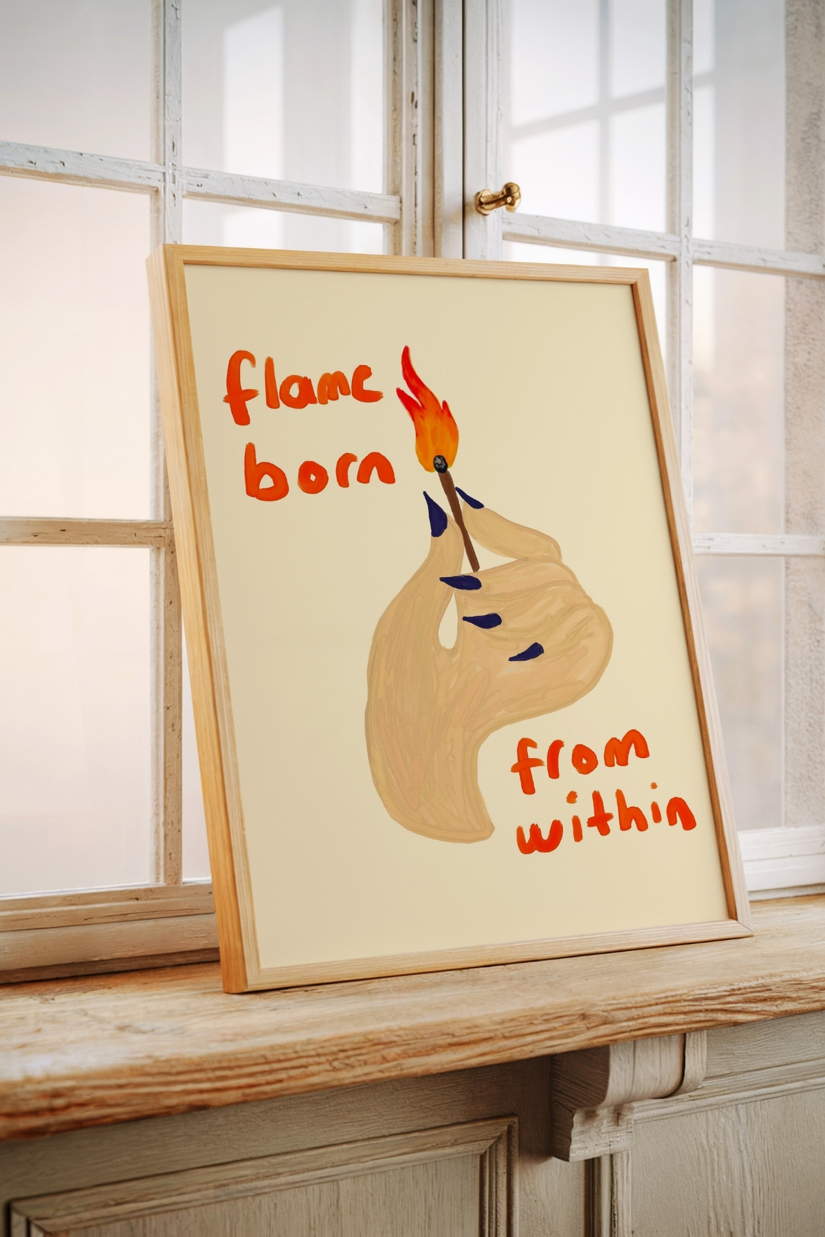 Yazılı Modern Tablo Flame Born From Within Poster Duvar Dekoru Çerçevesiz