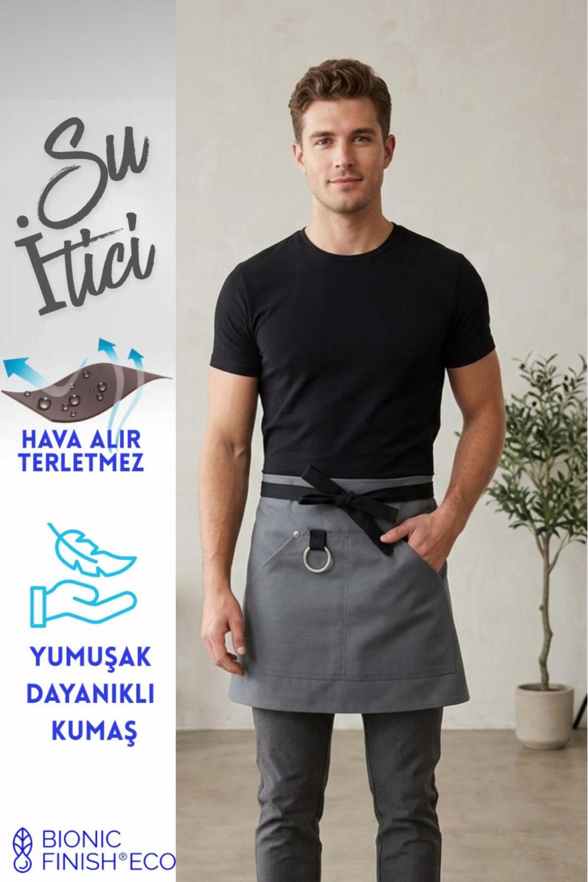 Cafe, Barista, Hairdresser, Bartender, Florist, Kitchen Aprons, Stain Resistant, Men, , Half Apron