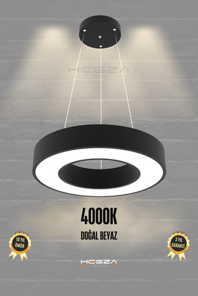 Hegza Lighting ANELLO 40cm Ledli Modern Sarkıt LED Avize (Siyah Kasa - Doğal ...
