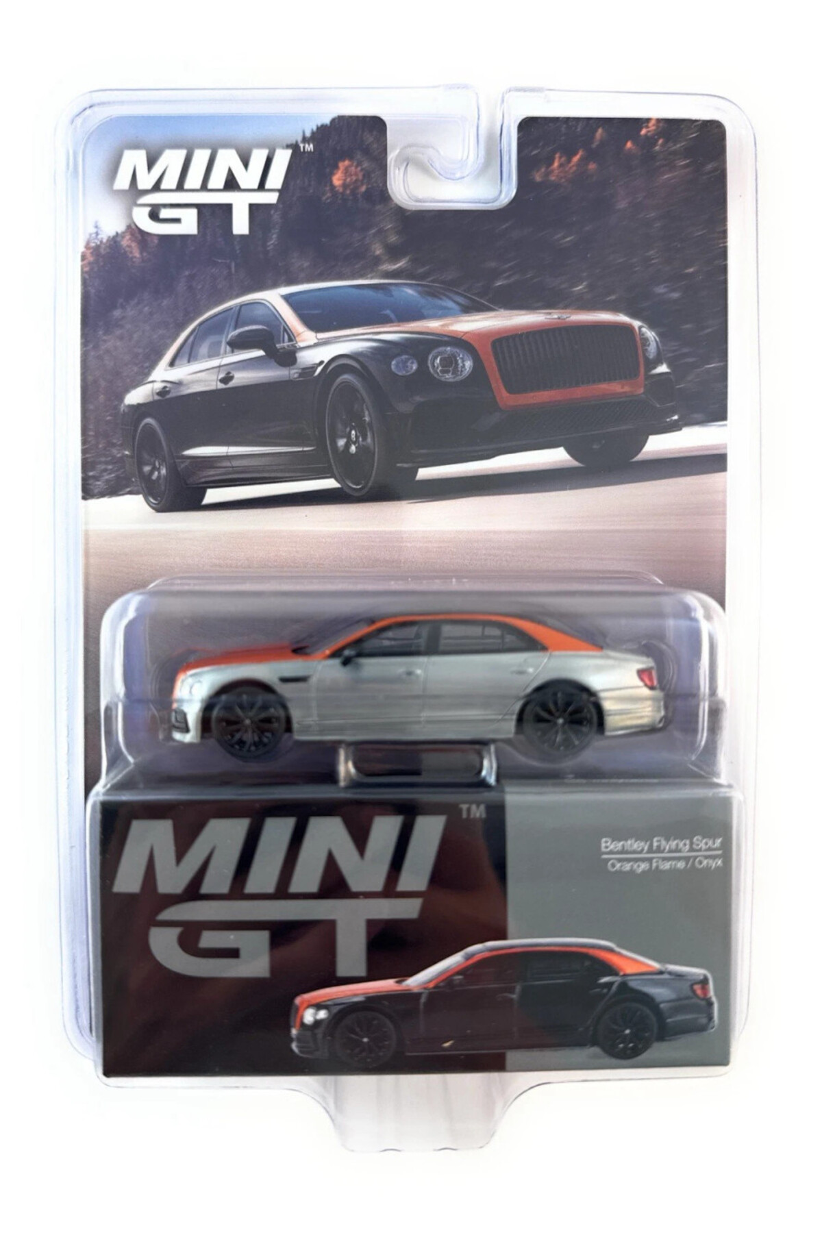 mini gt 1/64 Bentley Flying Spur (Orange Flame & Chrome Silver