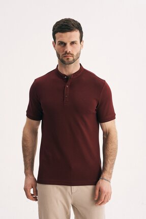 SILVANO Erkek Hakim Yaka Düğmeli Slim Fit Merserize Dokulu Tişört