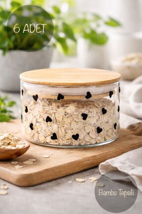 Caga Home CAGA Pinterest 6’lı Bambu Tepsili Sızdırmaz Silikon Kapaklı Cam Kah...